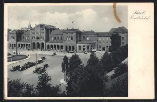 AK Kassel, Hauptbahnhof mit Vorplatz