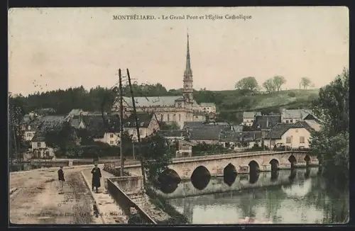 AK Montbéliard, Le Grand Pont et l`Église Catholique