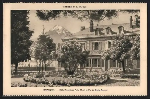 AK Briancon, Hôtel Terminus P.L.M. et le Pic de Coste-Rousse