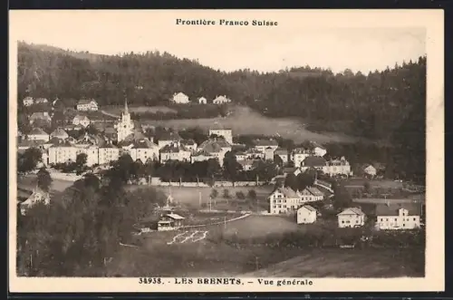 AK Les Brenets, Vue générale à la frontière franco-suisse