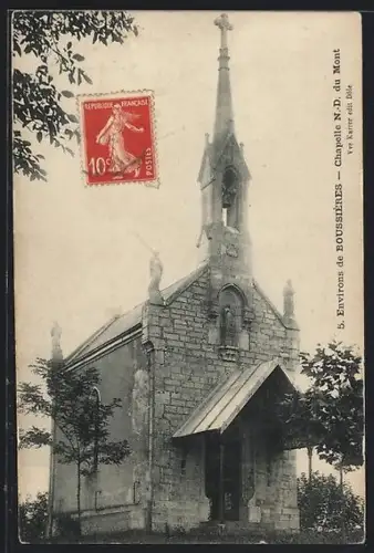 AK Boussieres, Chapelle N.D. du Mont entourée d`arbres