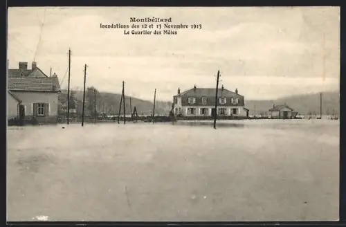 AK Montbéliard, Inondations des 12 et 13 Novembre 1913, Le quartier des Môles