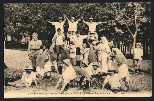 AK Besancon, Préventorium de Palente, Exercices en plein air