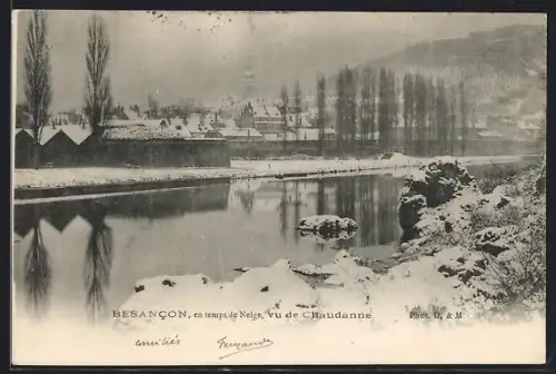 AK Besancon, En temps de Neige, vue de Chaudanne