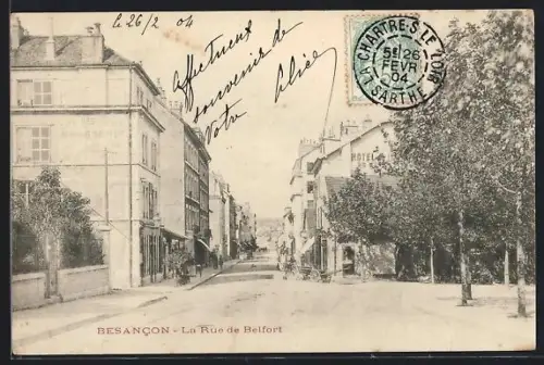 AK Besancon, La Rue de Belfort