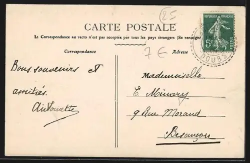 AK Abbévillers, Un Coin du Village avec des habitants et des arbres