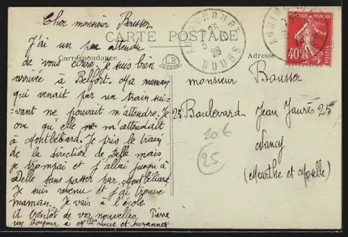 AK Audincourt /Doubs, Voie Romaine avec cycliste et passants