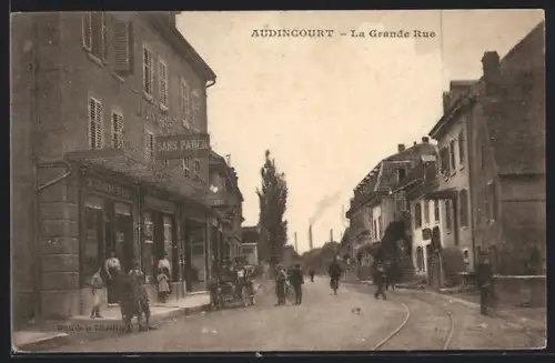 AK Audincourt, La Grande Rue