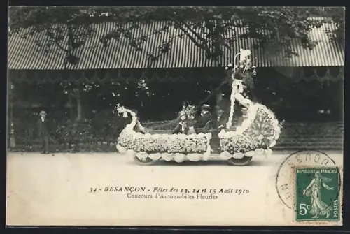 AK Besancon, Concours d`Automobiles Fleuries lors des fêtes du 13, 14 et 15 août 1910