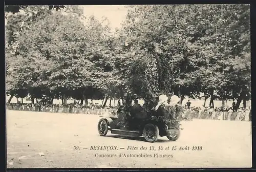 AK Besancon, Concours d`Automobiles Fleuries lors des fêtes des 13, 14 et 15 août 1910