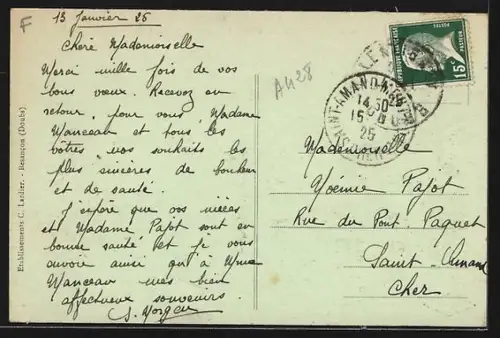 AK Valentigney /Doubs, Rue du Pont avec cycliste et passants