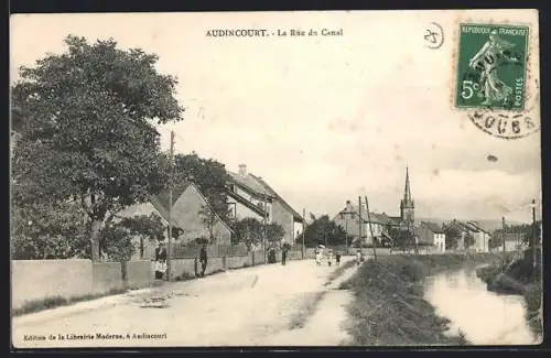 AK Audincourt, La Rue du Canal