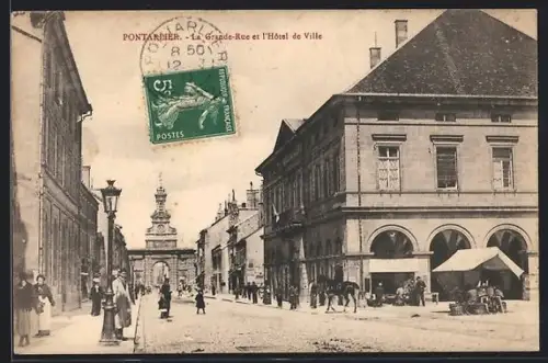 AK Pontarlier, La Grande-Rue et l`Hôtel de Ville