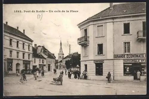 AK Pont-de-Roide, Un coin de la Place