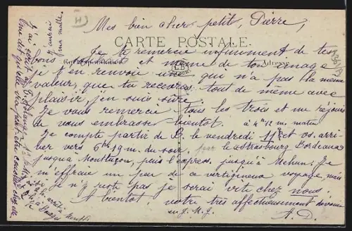 AK Vercel /Doubs, Rue du Château animée avec l`église et des passants en scène quotidienne