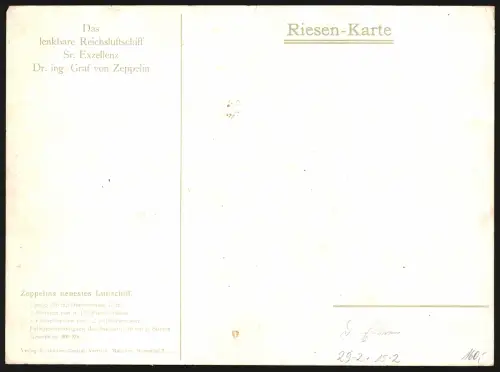 Riesen-AK München, Das lenkbare Reichsluftschiff von Dr. ing. Graf von Zeppelin bei der Landung