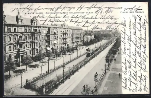 AK Berlin-Schöneberg, Blick auf die Kleiststrasse mit Hochbahnstation Nollendorf-Platz