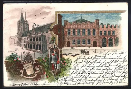 Lithographie Köln, Gürzenich, Rathaus