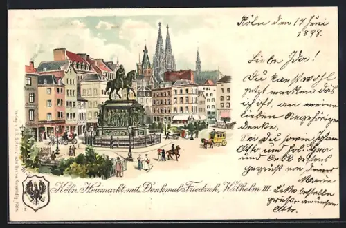 AK Köln, Heumarkt mit Denkmal Friedrich Wilhelm III.
