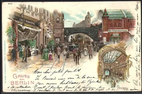 Lithographie Berlin, Bahnhof Friedrichstrasse, Passage