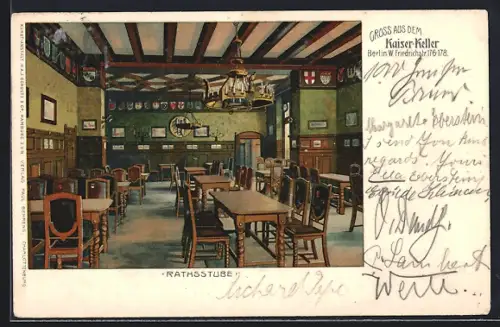 Lithographie Berlin, Gasthof Kaiserkeller, Friedrichstrasse 178, Rathsstube