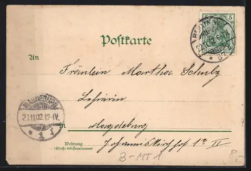 Lithographie Berlin, Strasse Unter den Linden mit Denkmal