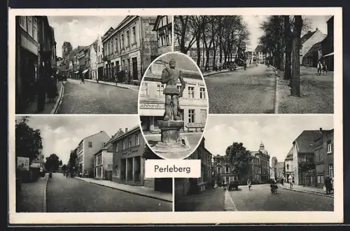 AK Perleberg, Strassenpartien, Denkmal