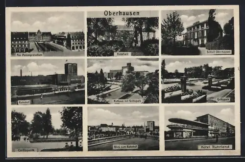 AK Oberhausen / Rheinland, Hotel Ruhrland, Kastell, Bahnhof