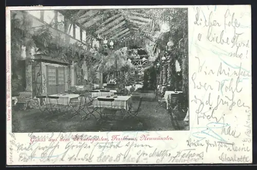AK Neumünster, Restaurant Forsthaus, Wintergarten, Innenansicht