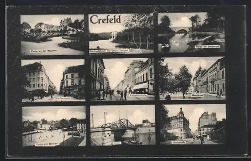 AK Crefeld, Kaserne, Bahnhof, Friedrichstrasse