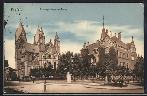 AK Krefeld, St. Josephskirche und Schule