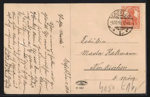 AK Krefeld, Husaren-Kaserne, Strassenbahn