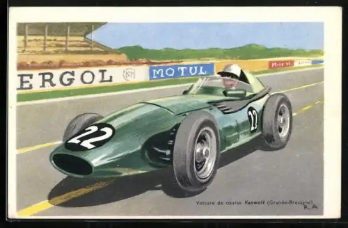 AK Französischer Rennsportwagen in der Bretagne, Autorennen