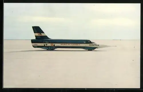 AK Hochgeschwindigkeits-Raketenauto Spirit of America auf dem Grossen Salzsee, Autorennen
