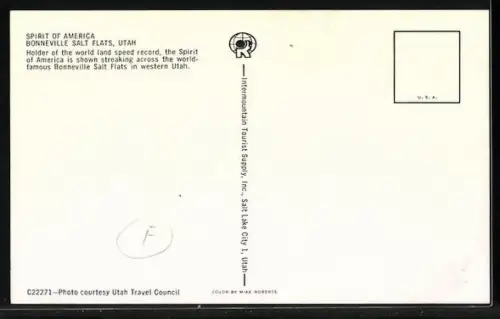 AK Hochgeschwindigkeits-Raketenauto Spirit of America auf dem Grossen Salzsee, Autorennen