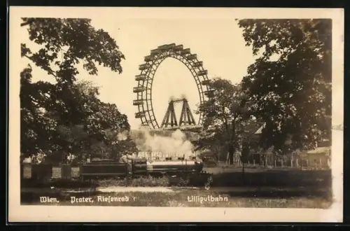 AK Wiener Prater, Riesenrad und Liliputbahn