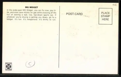 AK Auto MG Midget Cabrio unterhalb einer Brücke