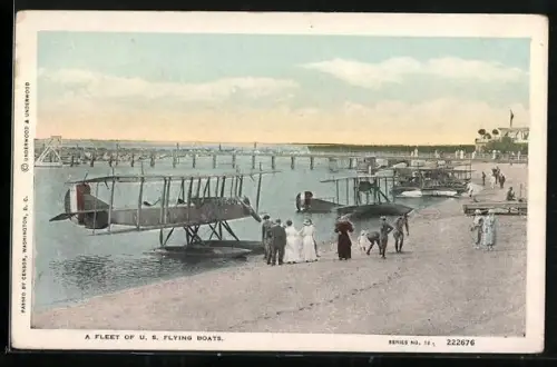 AK US-amerikanische Wasserflugzeuge am Ufer