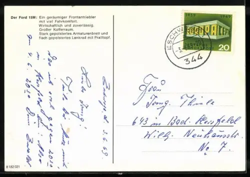 AK Auto Ford 15M mit Frontantrieb auf einer Landstrasse
