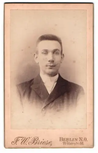 Fotografie F. W. Briese, Berlin, Weberstr. 66, Porträt eines jungen Mannes