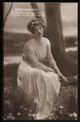 Foto-AK GL Co Nr. 6108/1: Junge Frau im weissen Kleid