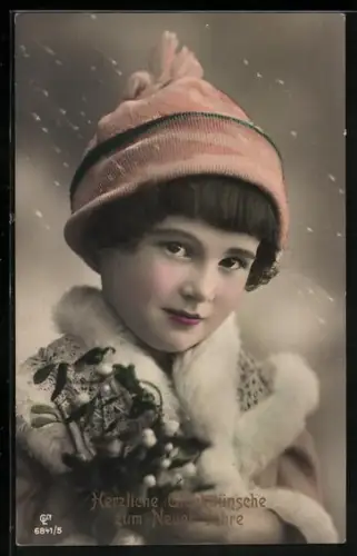 Foto-AK GL Co Nr. 6841/5: Kind mit Zweigen im Schnee