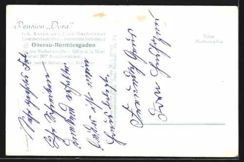 AK Oberau-Berchtesgaden, Gasthof Dora, Inh. Anton und Dora Hasholzner, Blick gegen Hohen Göll und Kehlstein
