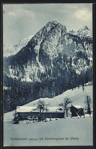 AK Schönau / Obb., Gasthaus Vorderbrand im Winterkleid