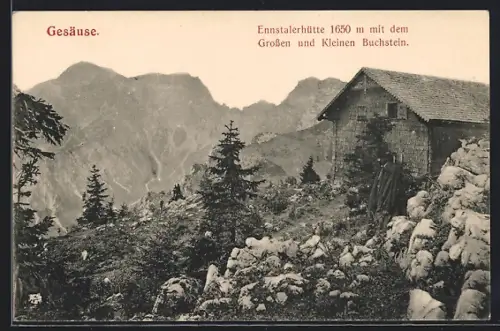 AK Ennstaler Hütte am Gesäuse, Berghütte mit Gr. u. Kl. Buchstein