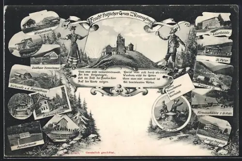 AK Wiesenbaude /Riesengebirge, Berghütten des Riesengebirges, Gasthaus Kesselkoppe, Wanderer