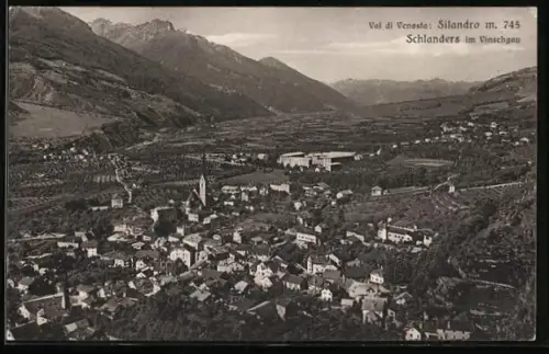 AK Schlanders i. Vintschgau, Totalansicht vom Flugzeug aus