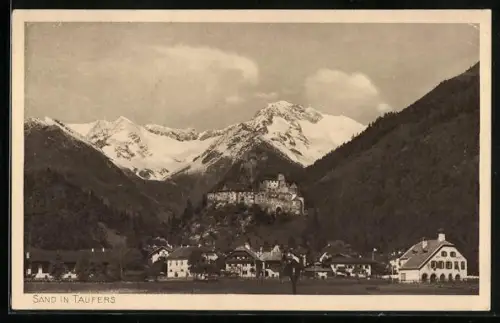 AK Sand in Taufers, Ortsansicht mit Burg