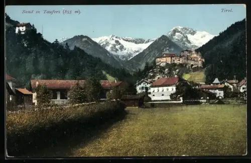 AK Sand in Taufers, Ortsansicht mit Bergpanorama
