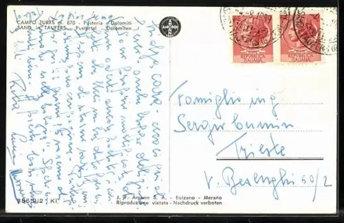 AK Sand in Taufers, Ortsansicht mit Bergpanorama